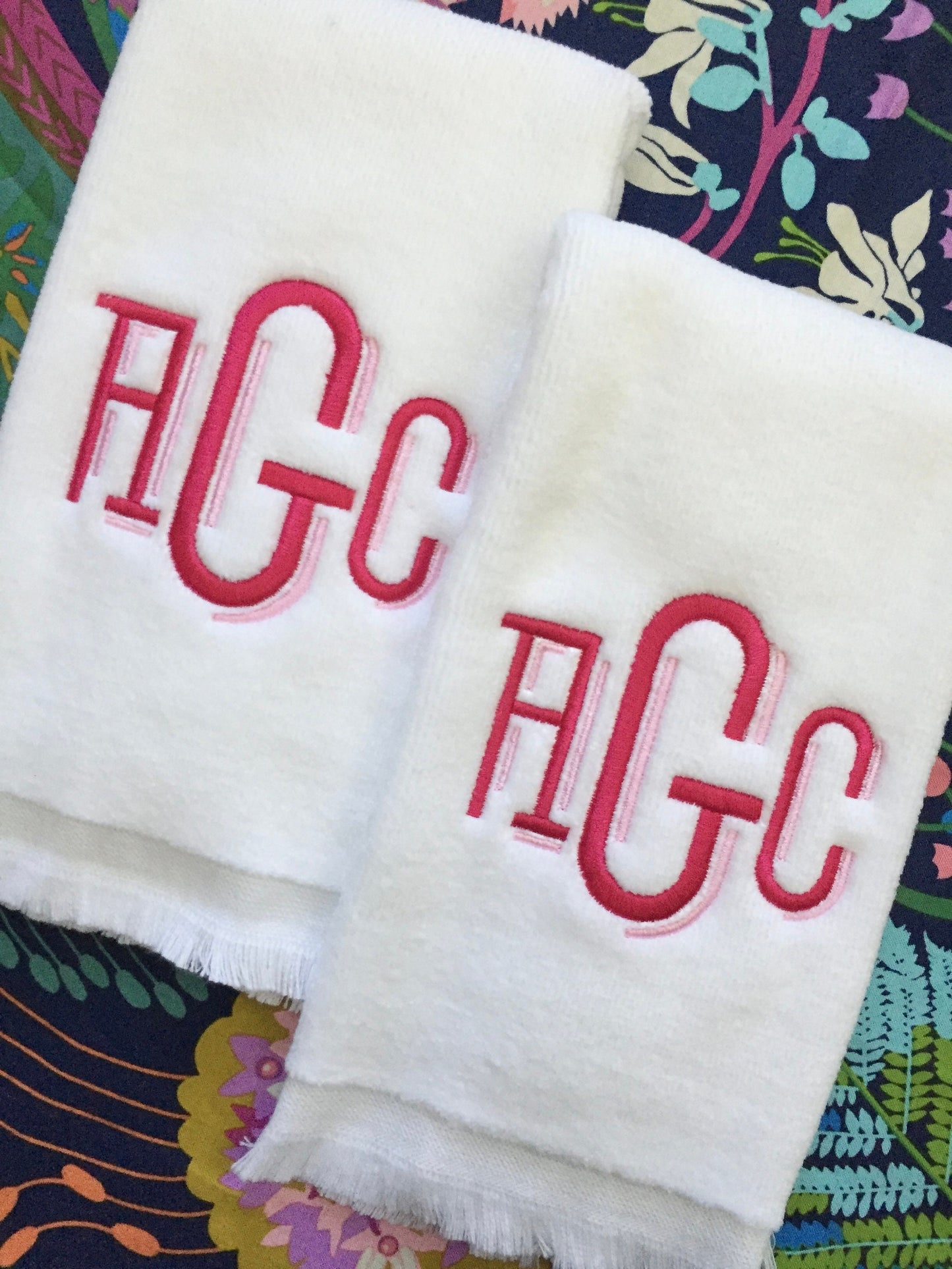 Monogrammed Fingertip towels, Shadow Monogram, personalized gifts, Christmas gift
