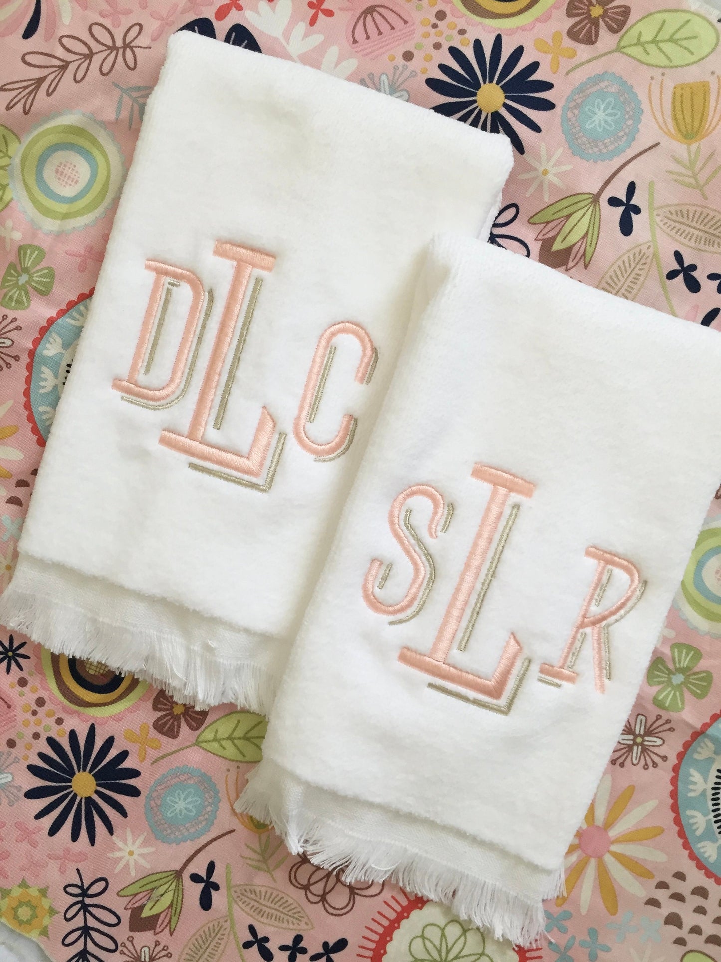 Monogrammed Fingertip towels, Shadow Monogram, personalized gifts, Christmas gift