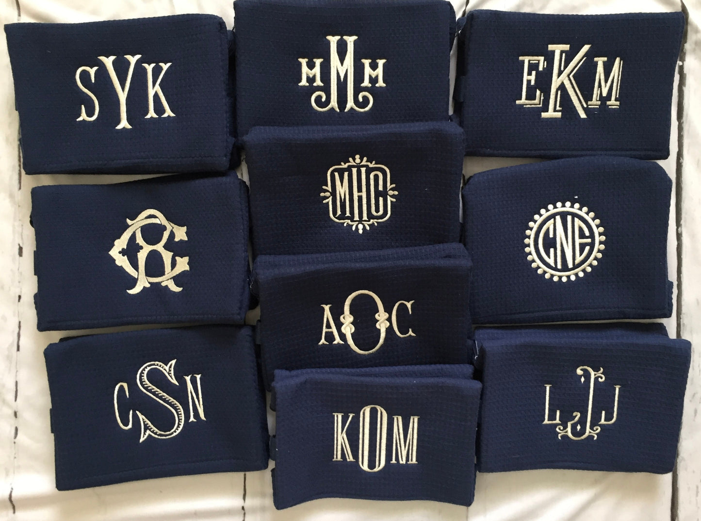 Monogrammed Waffle Cosmetic bag, make up bag, gift ideas