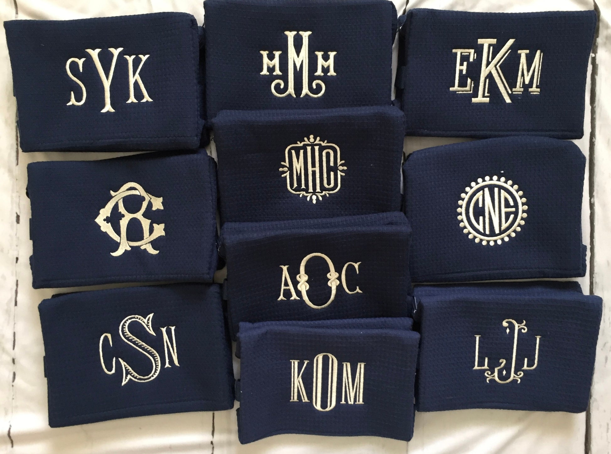 Monogrammed Waffle Cosmetic bag, make up bag, gift ideas
