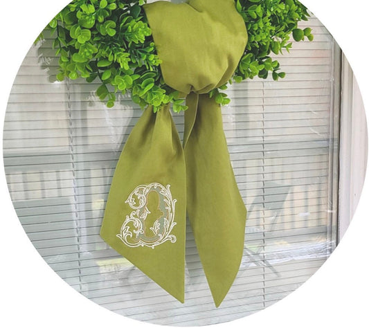 Wreath Sash with Monogram, Wreath Decor, gift ideas