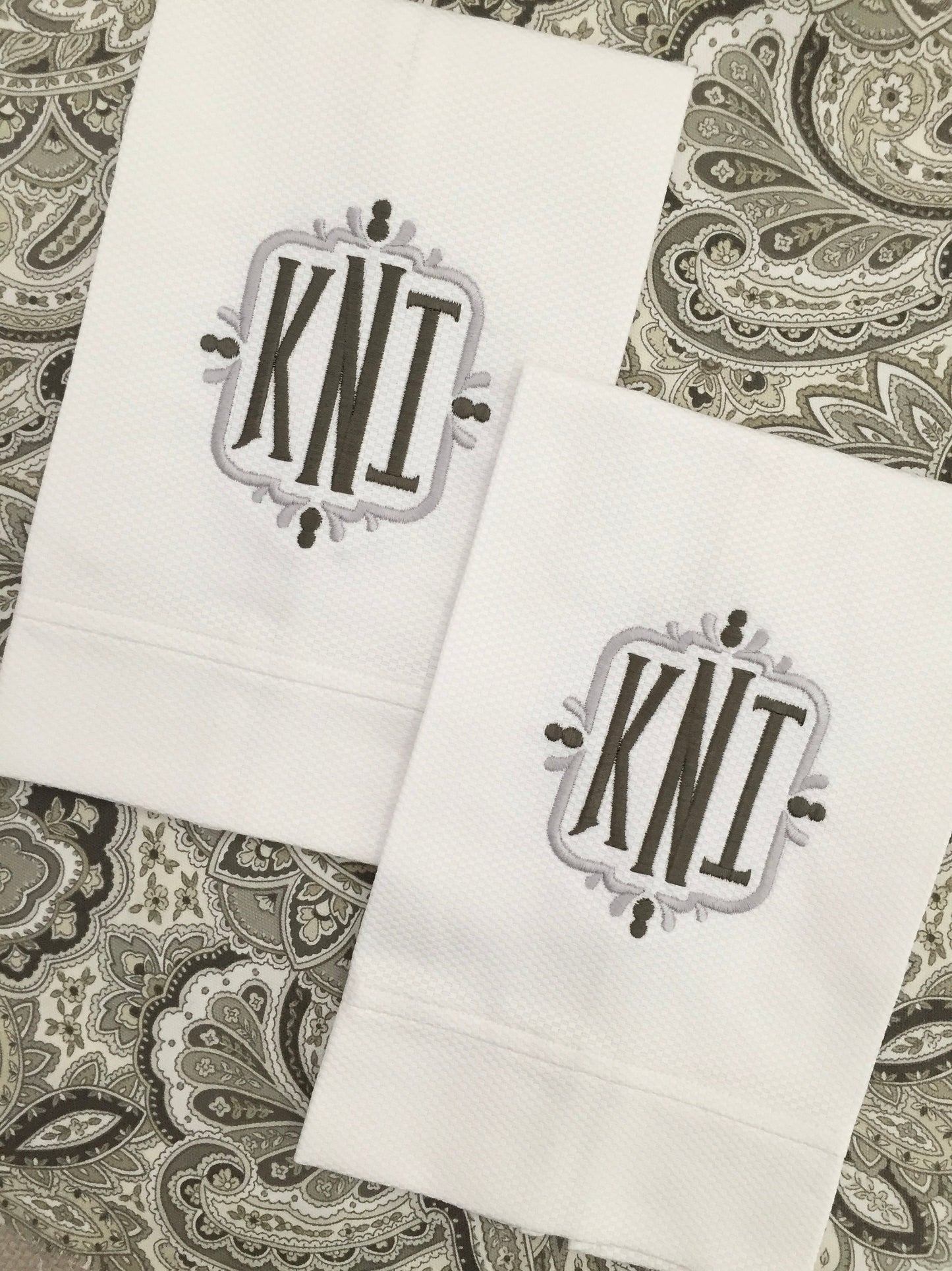 Monogrammed Cotton Pique Tea Towel, Wesley Monogram, Hostess Gift, monogrammed linens, personalized gift