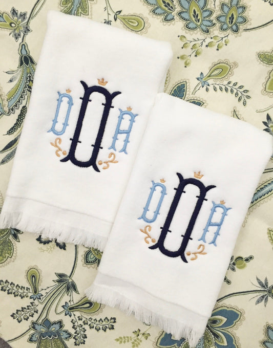 Monogrammed Fingertip towels, Nola Monogram, personalized gifts, Christmas gift
