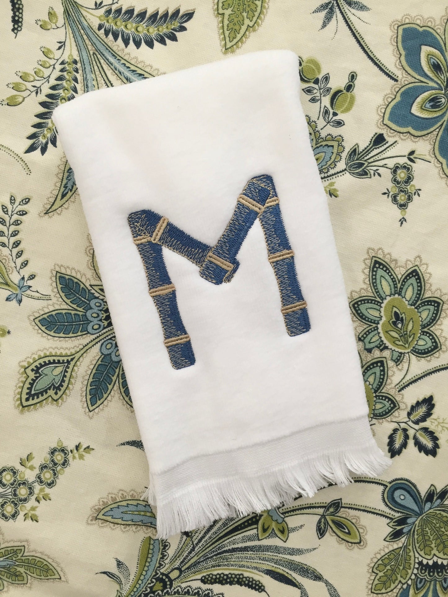 Monogrammed Fingertip towels, Bamboo Initial, personalized gifts, Christmas gift
