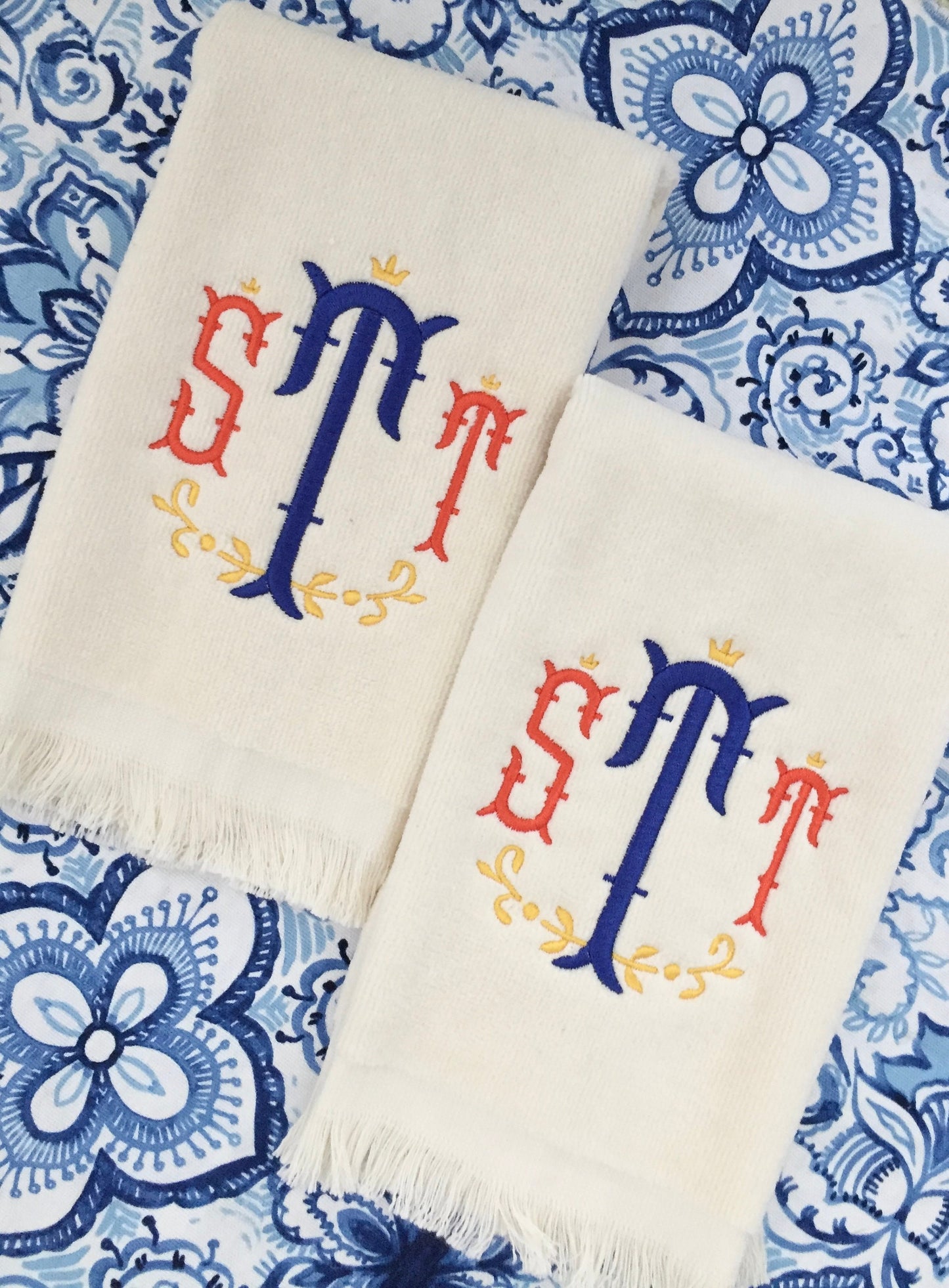 Monogrammed Fingertip towels, Nola Monogram, personalized gifts, Christmas gift