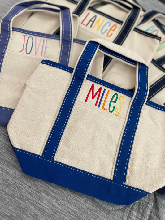Monogrammed Small Canvas Tote- small open top, birthday gifts