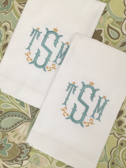 Monogrammed Cotton Pique Tea Towel, Nola Monogram-Hostess Gift, monogrammed linens, personalized gift