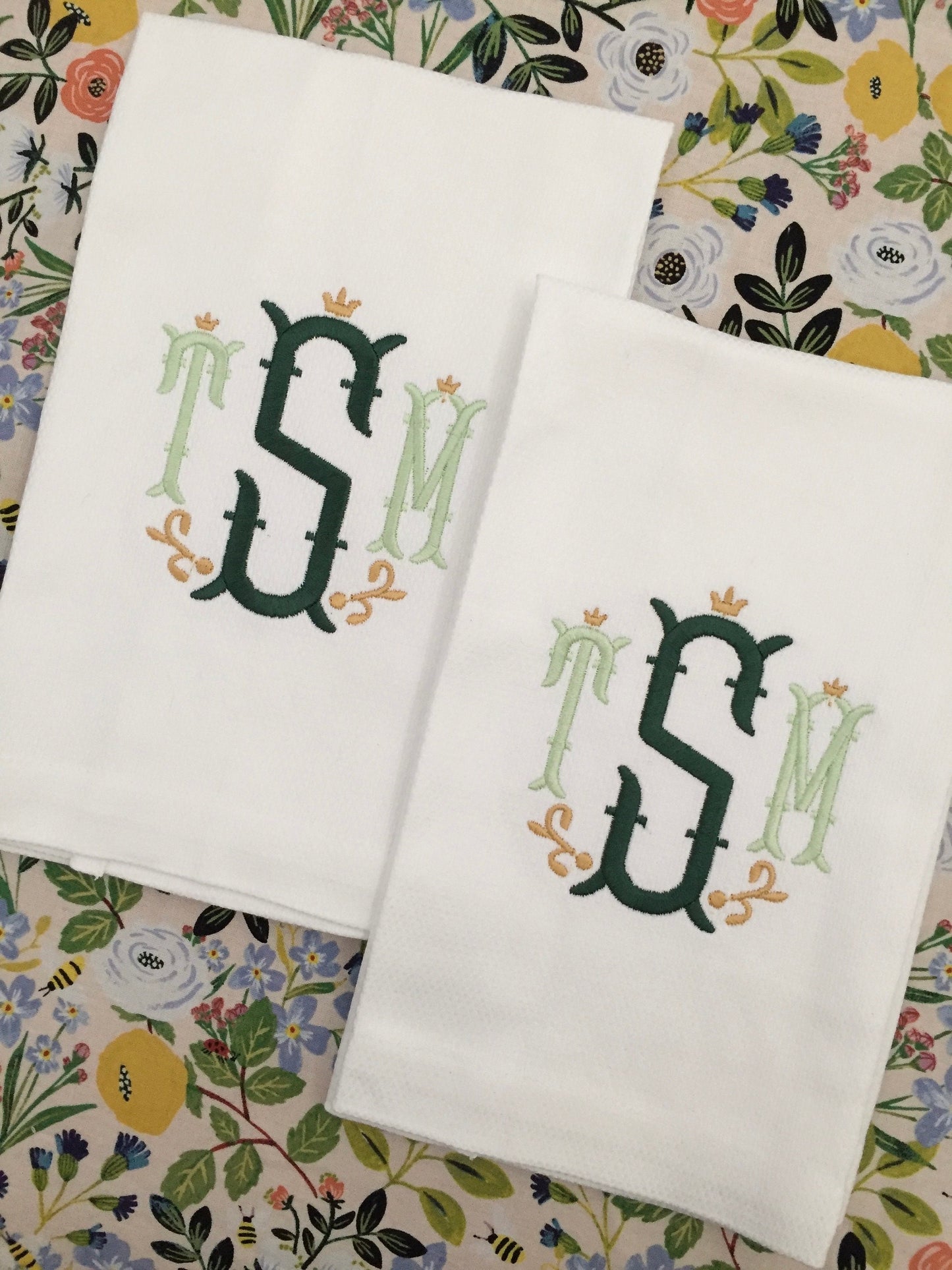 Monogrammed Cotton Pique Tea Towel, Nola Monogram-Hostess Gift, monogrammed linens, personalized gift