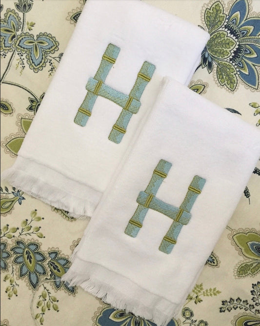 Monogrammed Fingertip towels, Bamboo Initial, personalized gifts, Christmas gift