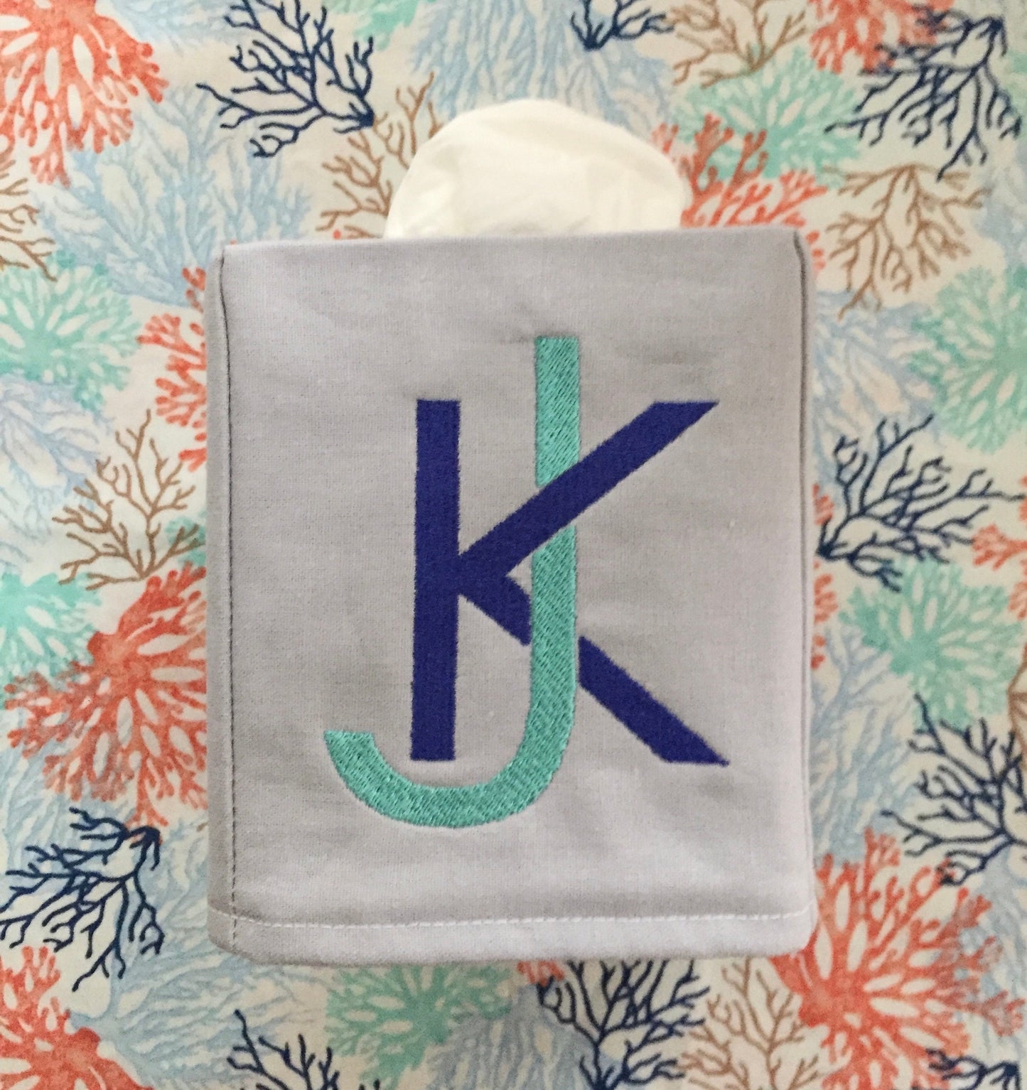 Monogrammed Tissue Box Cover- 2 Letter Modern monogram, monogrammed gift-personalized gift-hostess gift