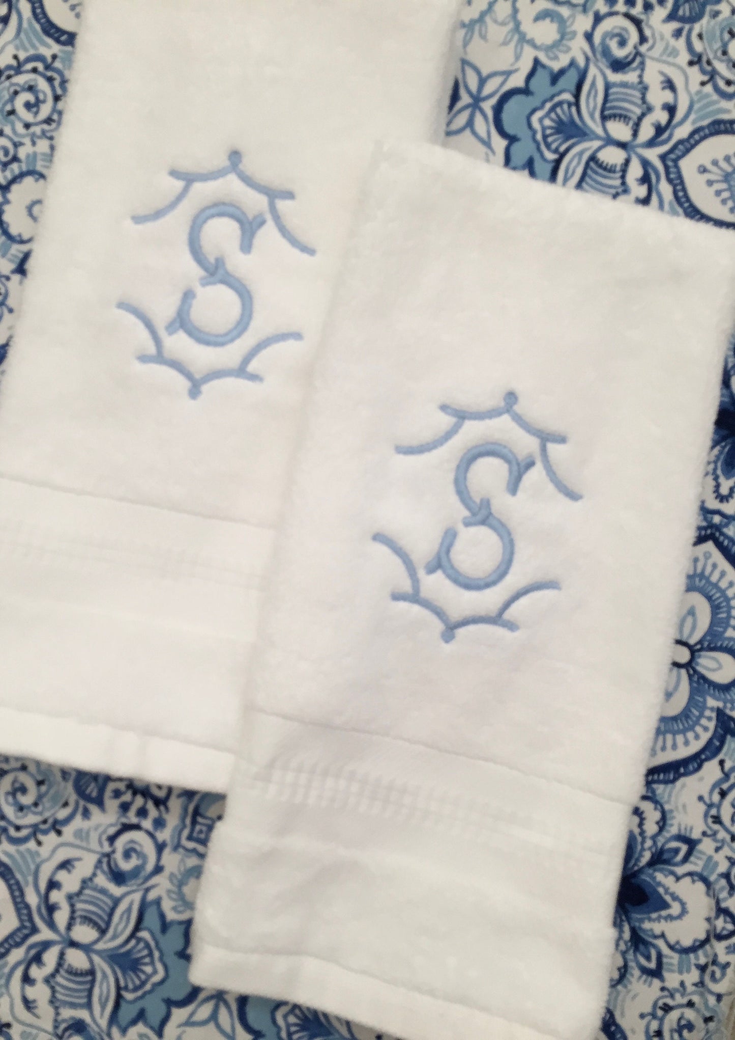 Monogrammed Terry cloth cotton Hand towels, Temple Initial, personalized gifts, Christmas gift