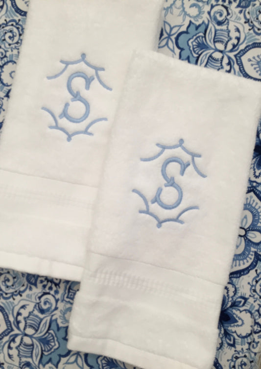 Monogrammed Terry cloth cotton Hand towels, Temple Initial, personalized gifts, Christmas gift