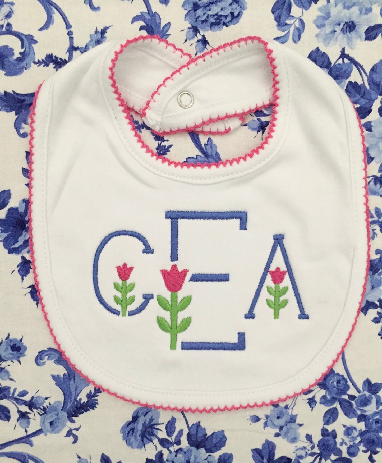 Monogrammed Baby Bib with Scandi monogram, baby shower gift, personalized baby gift