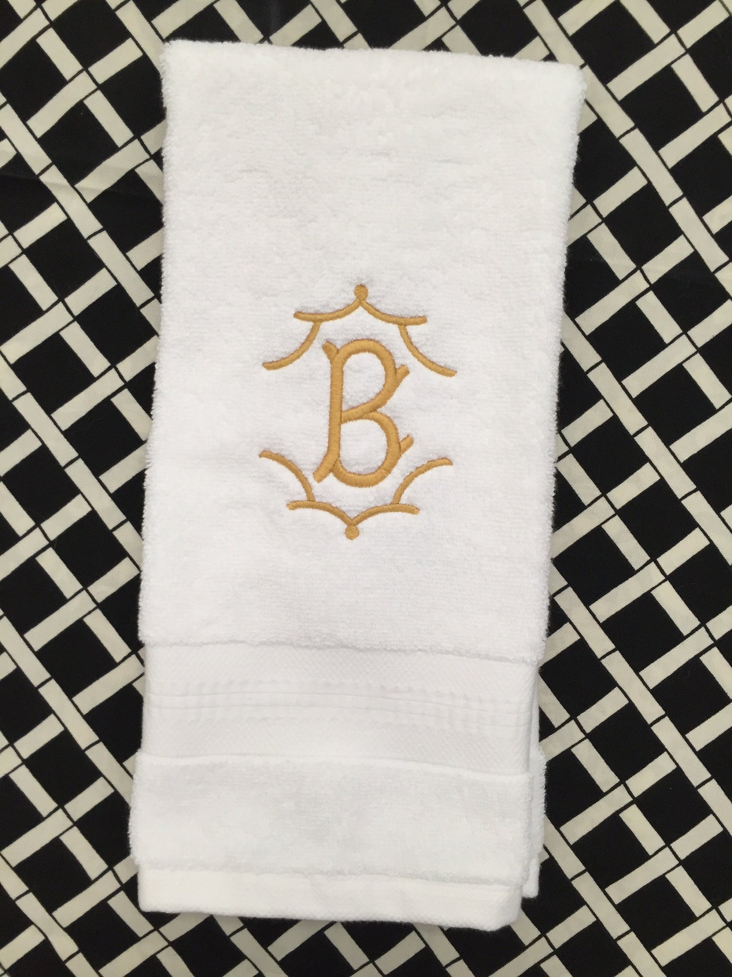 Monogrammed Terry cloth cotton Hand towels, Temple Initial, personalized gifts, Christmas gift