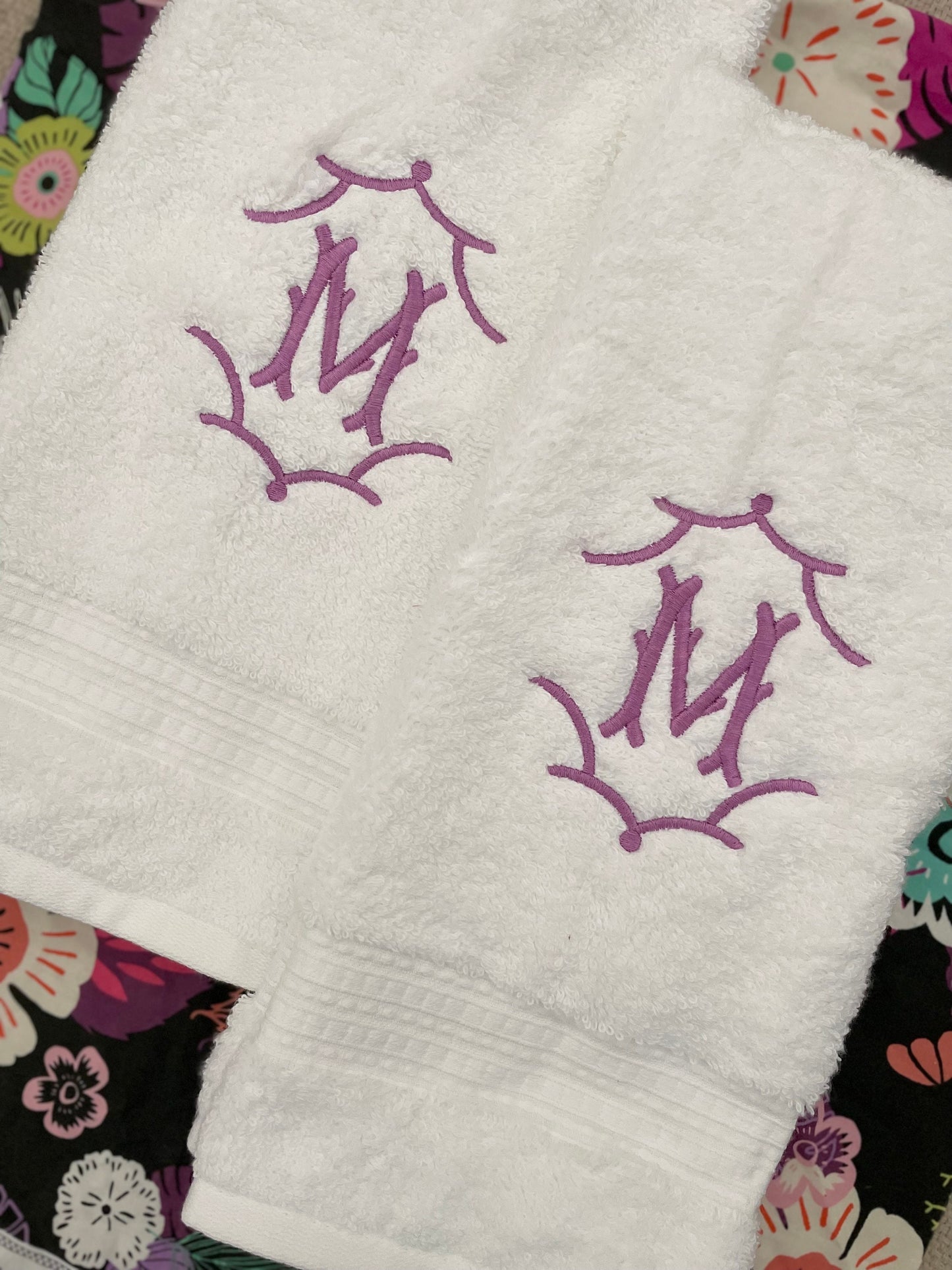 Monogrammed Terry cloth cotton Hand towels, Temple Initial, personalized gifts, Christmas gift