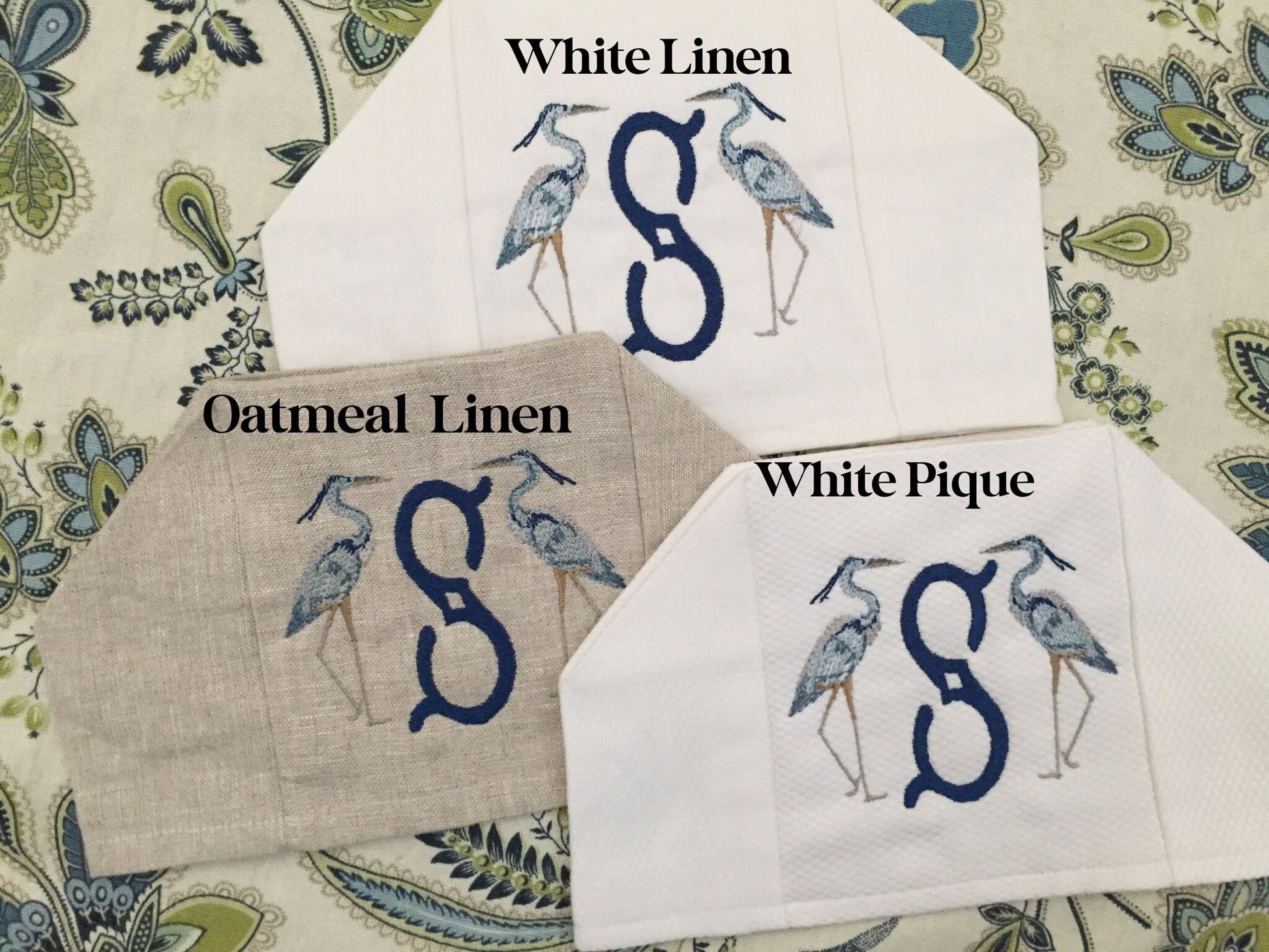Monogrammed Tissue Box Cover Linen, Heron Initial-monogrammed gift-personalized gift-hostess gift