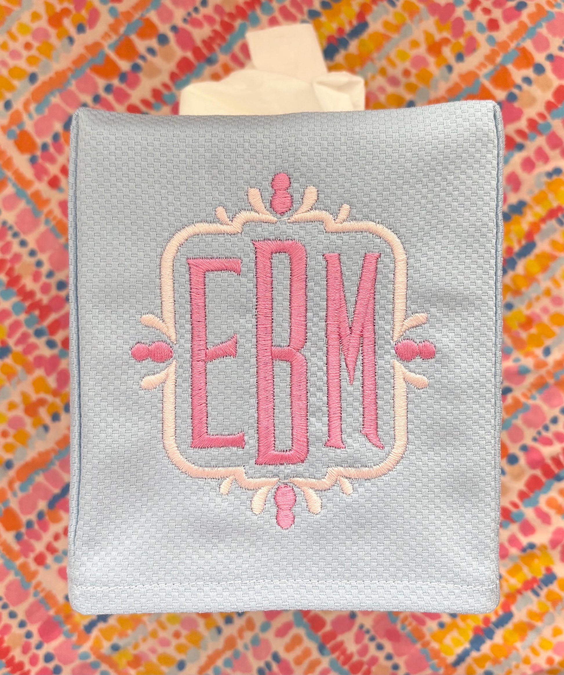 Monogrammed Tissue Box Cover- Mansion monogram, monogrammed gift-personalized gift-hostess gift