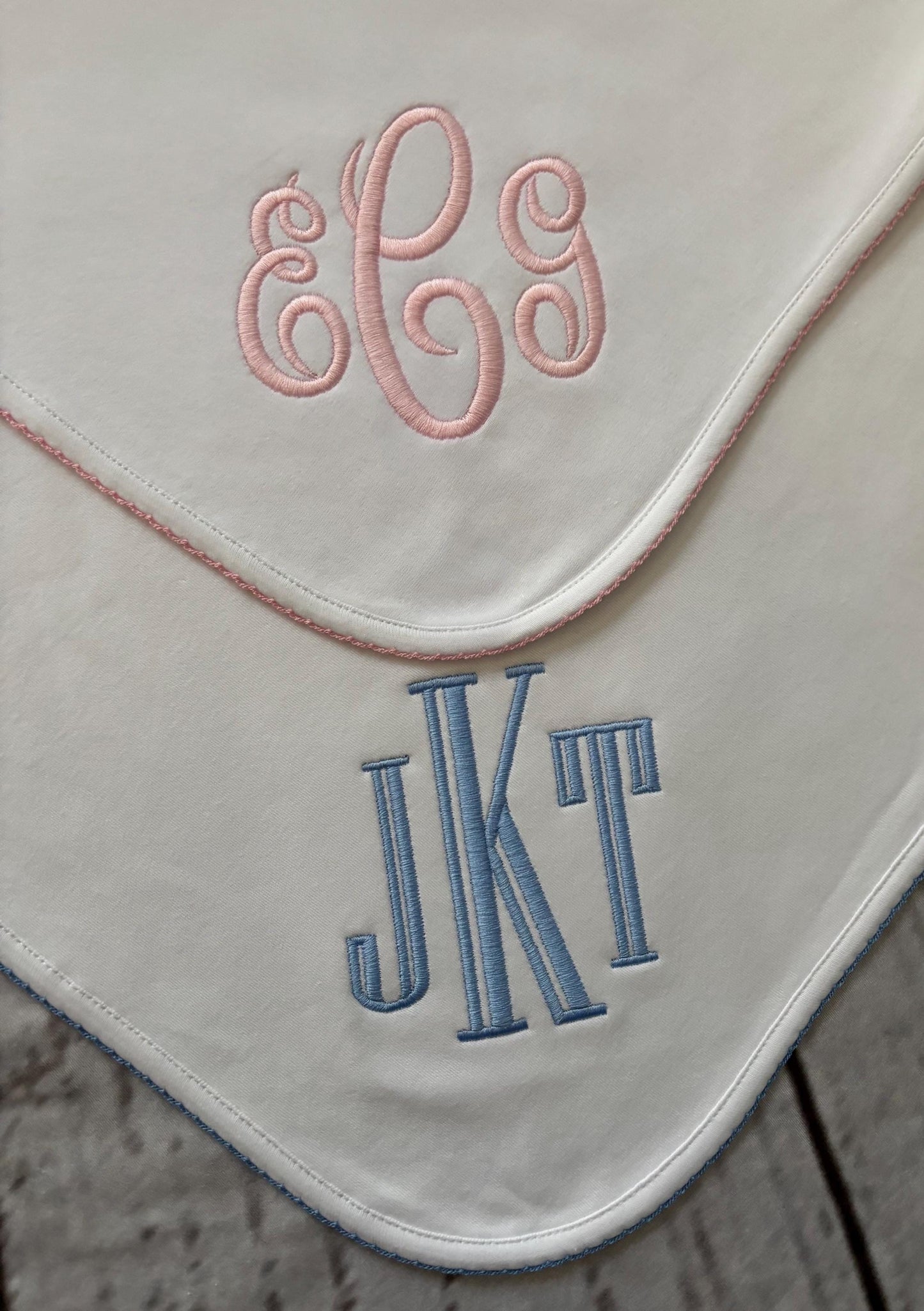 Monogrammed Baby Blanket: Cotton Receiving Blanket with Picot Trim
